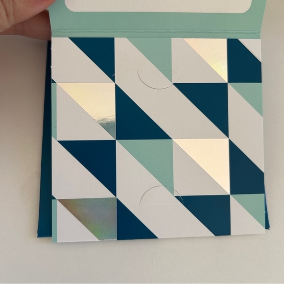 New Set of 10 Geometric Teal and Shiny Silver Art Gift Card Holder To From Cards - Picture 7 of 10
